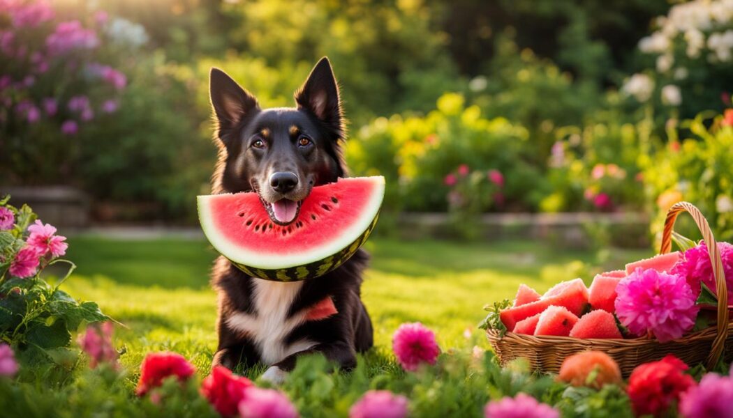 Dog and watermelon