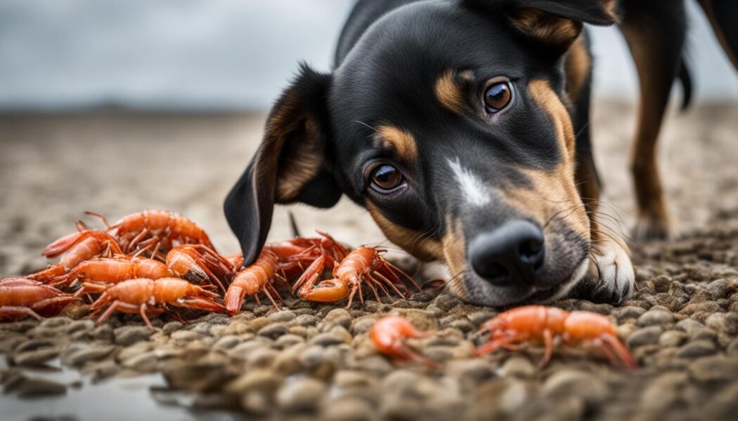 Dog suffering from shrimp allergy