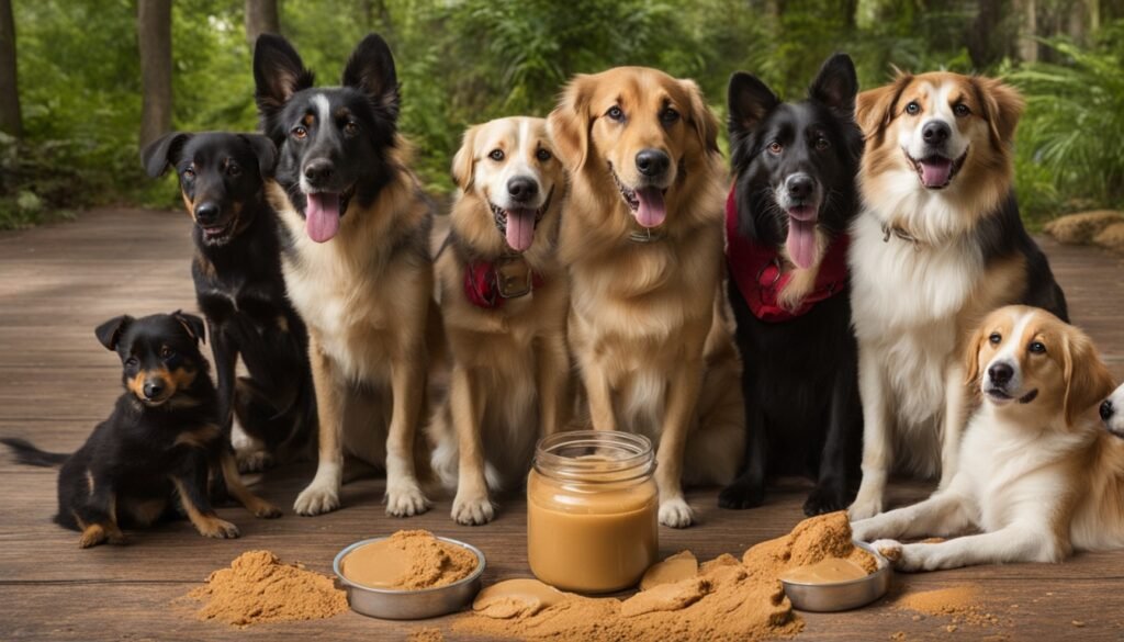 Dogs and peanut butter