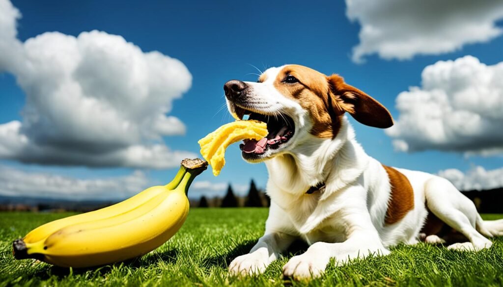 dog eating bananas